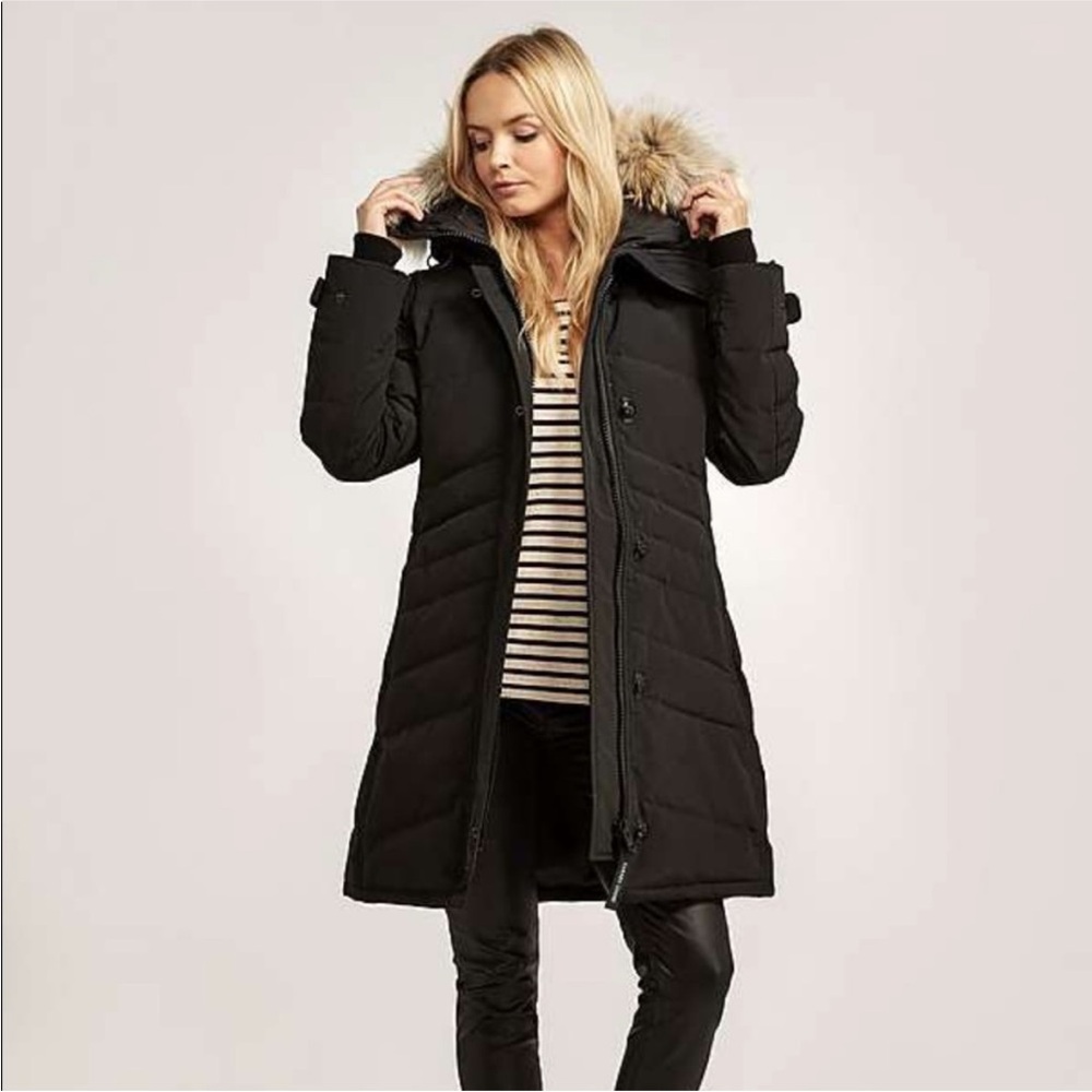 Canada Goose Black lorette parka Coat with Fur Hood